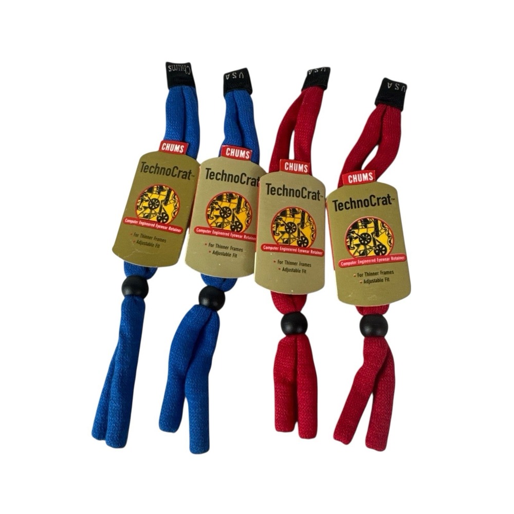 Chums 0779 Unisex Technocrat  Eyewear Retainer Cord 4 Pack Red‎ Blue NWT